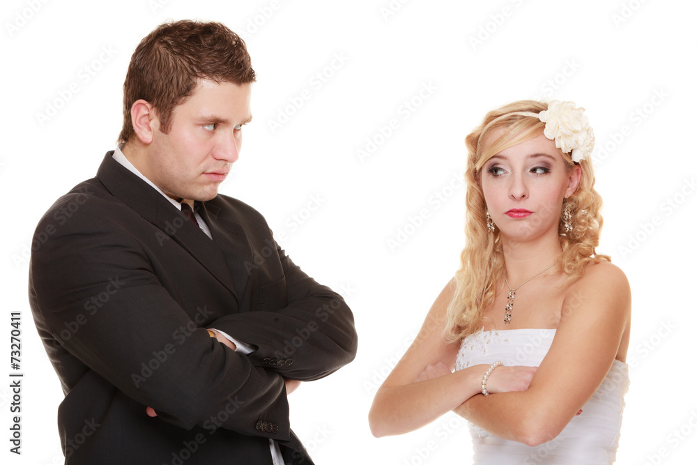 bride and groom looking at each other offended bride and groom looking at each other offended
