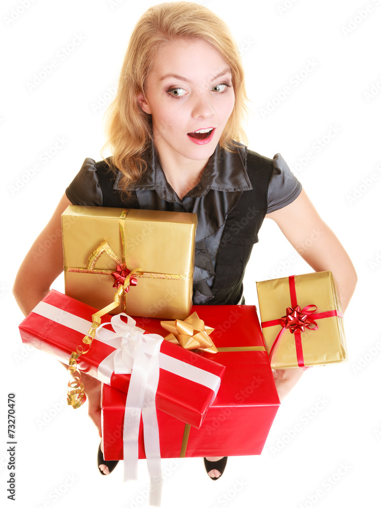 holidays love happiness concept - girl with gift boxes holidays love happiness concept - girl with gift boxes