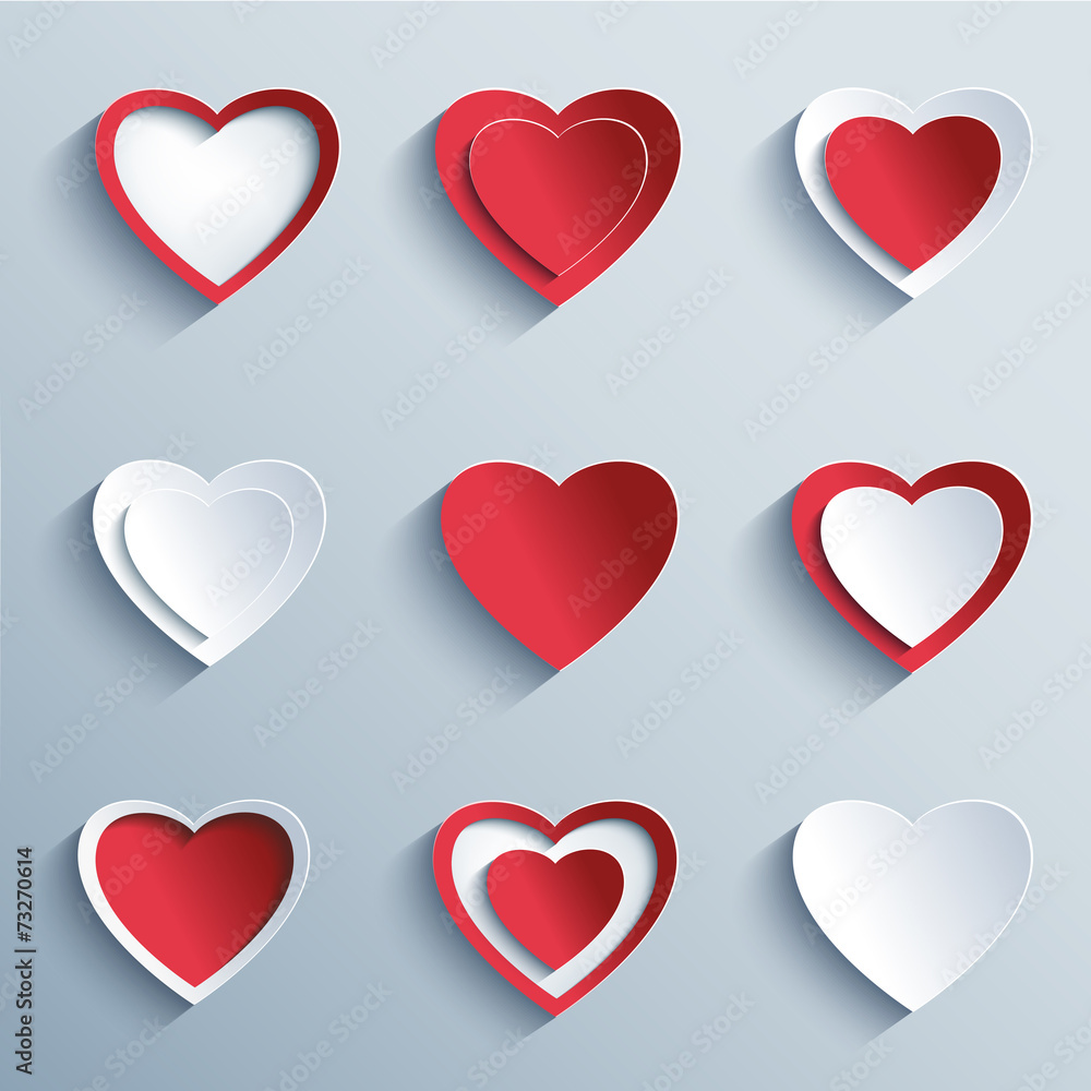 Set of paper hearts, design elements for Valentines day Set of paper hearts, design elements for Valentines day