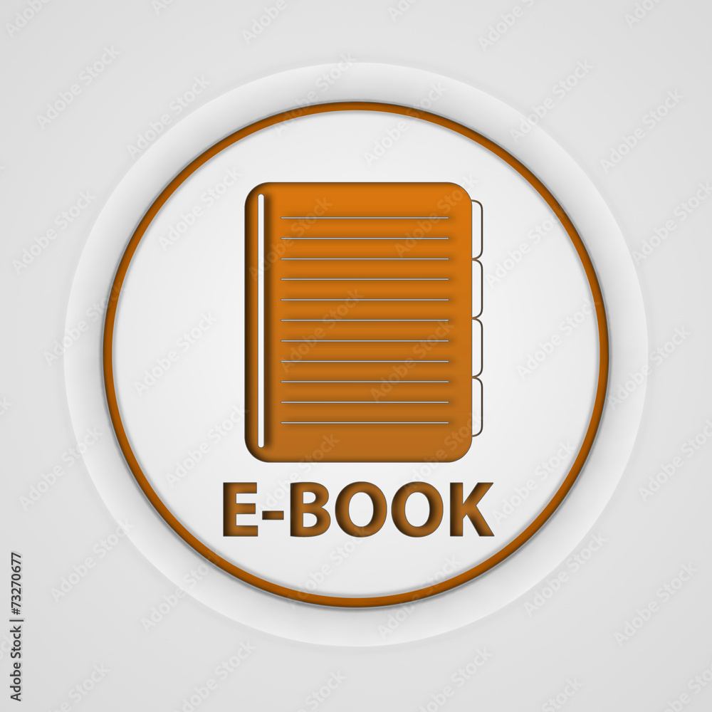 E-book circular icon on white background E-book circular icon on white background