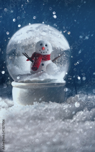 Snow globe in a snowy winter scene