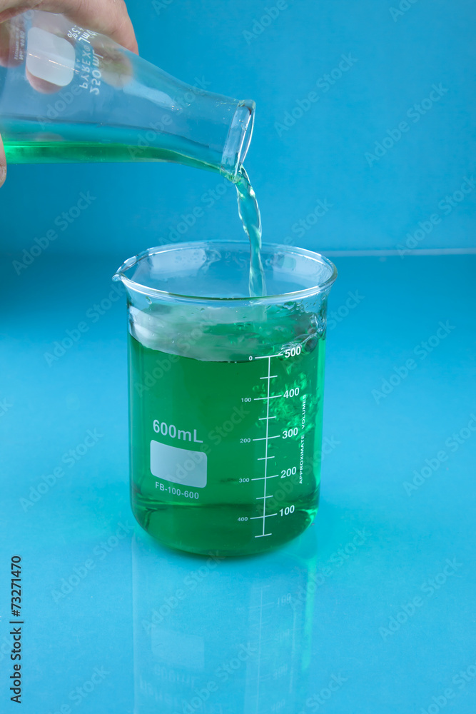 Pouring a green liquid Pouring a green liquid