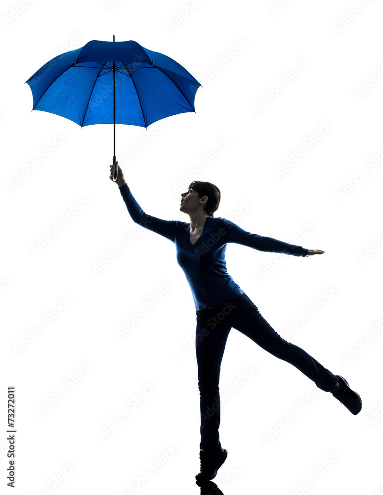 woman holding umbrella wind blowing silhouette woman holding umbrella wind blowing silhouette