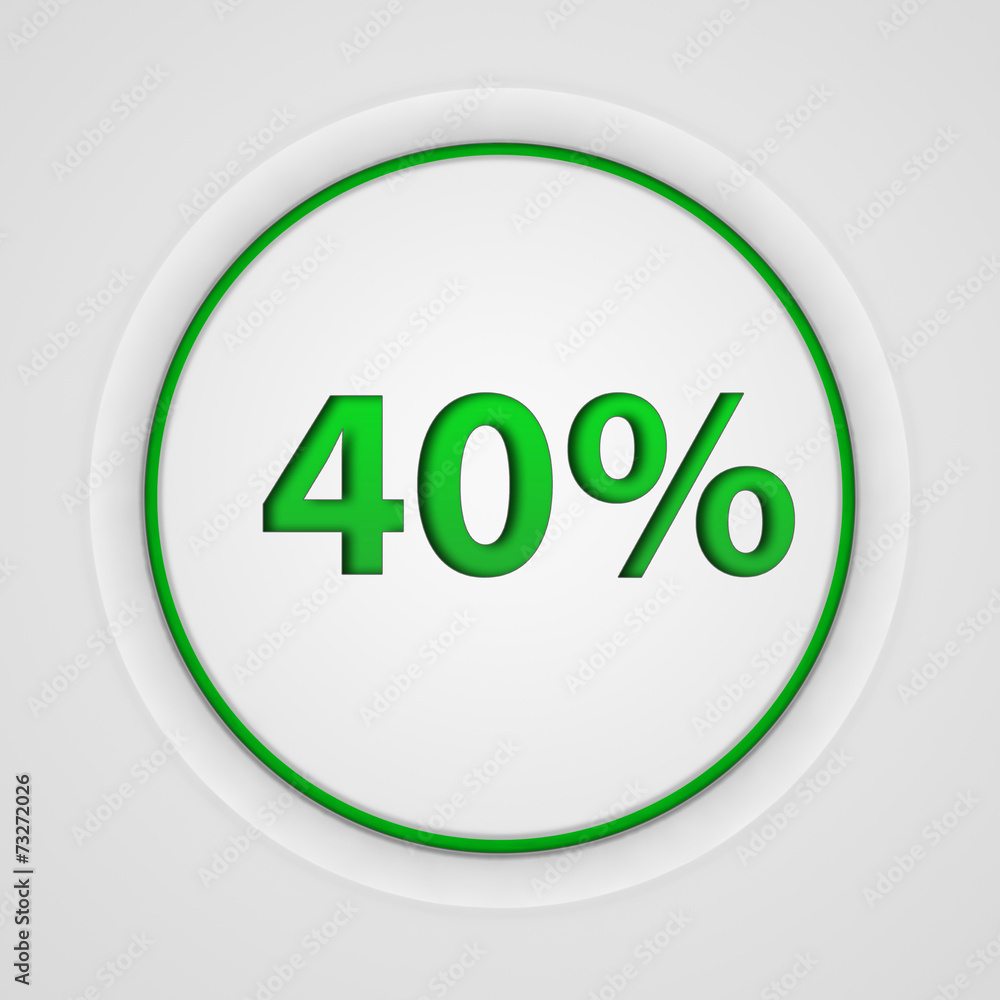 Fourty percent circular icon on white background Fourty percent circular icon on white background