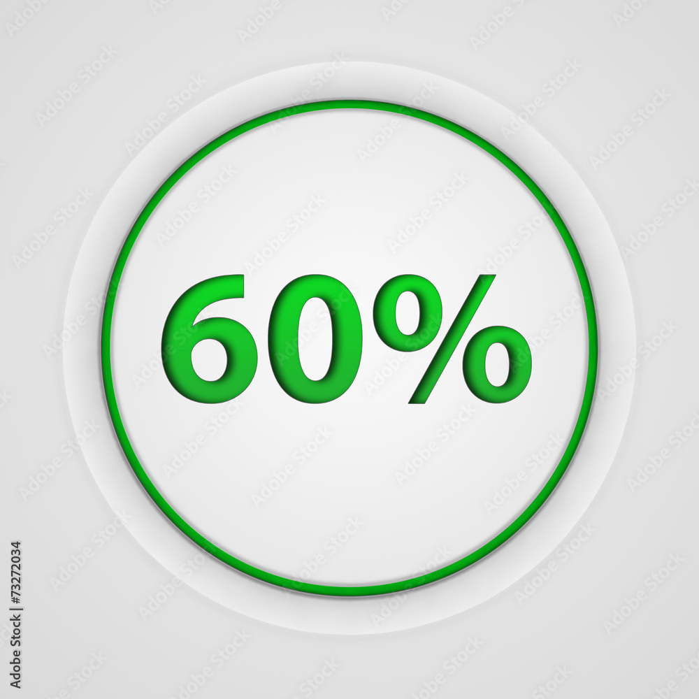 Sixty percent circular icon on white background Sixty percent circular icon on white background