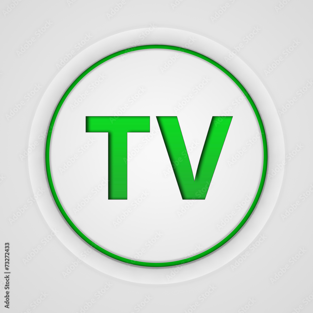 TV circular icon on white background TV circular icon on white background