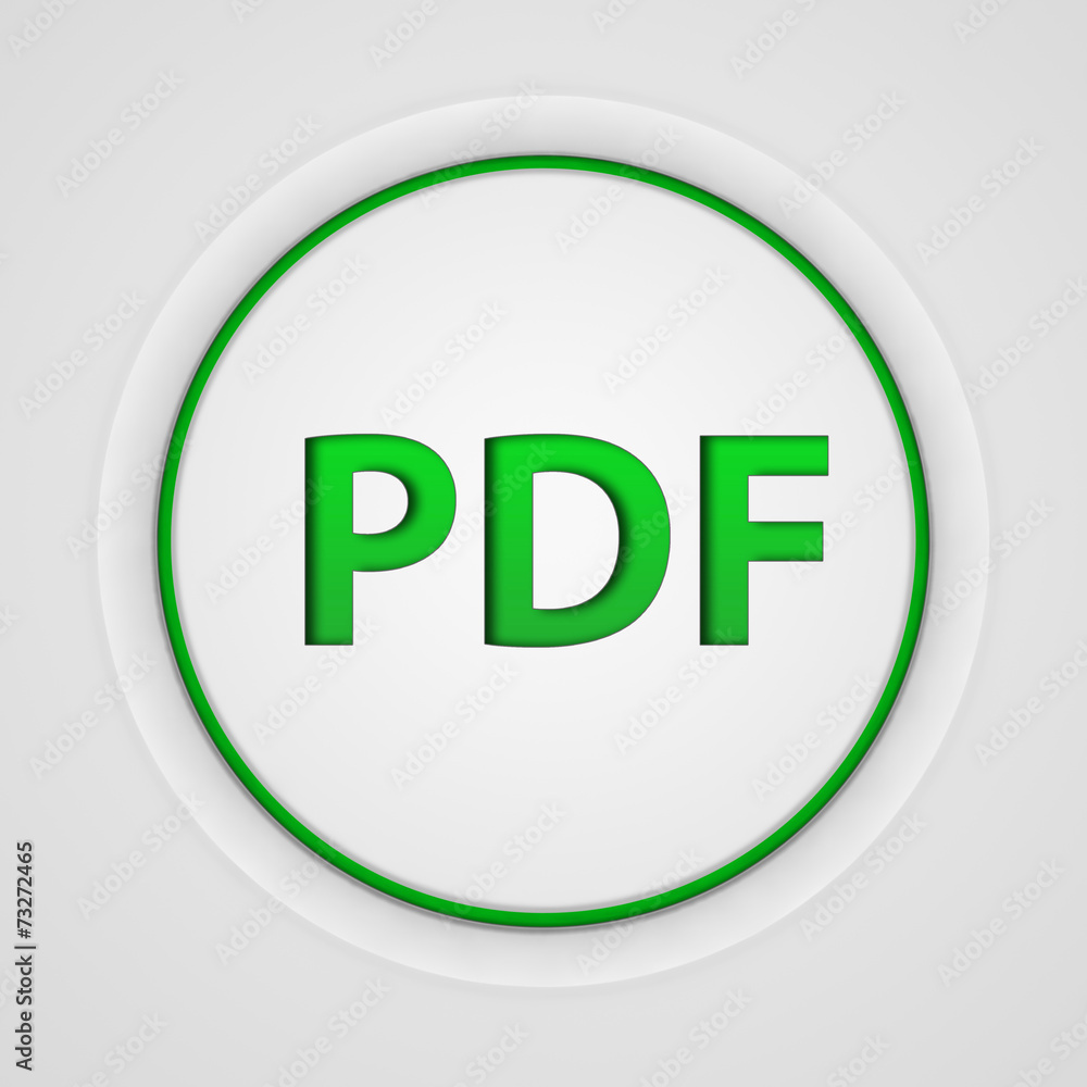 Pdf circular icon on white background Pdf circular icon on white background