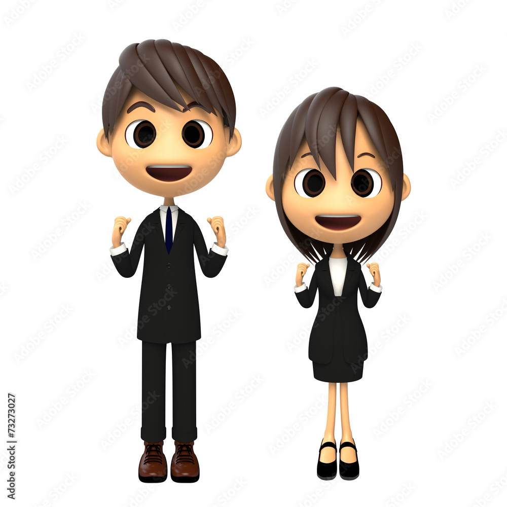 応援する男女のビジネスシーン