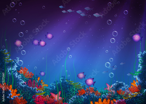 Vector background with underwater cave