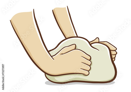 Hands kneading dough