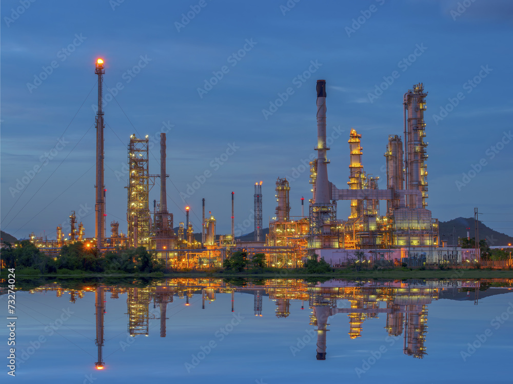 Oil refinery at twilight - petrochemical industry 