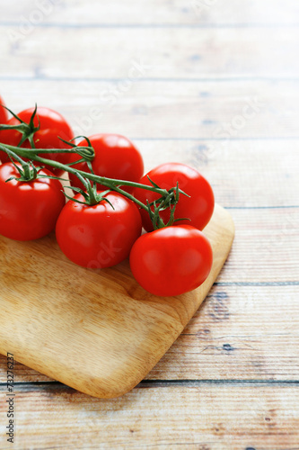 fresh tomatoes on a branch