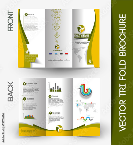 Tri-fold Brochure Design Element, Vector Illustartion.