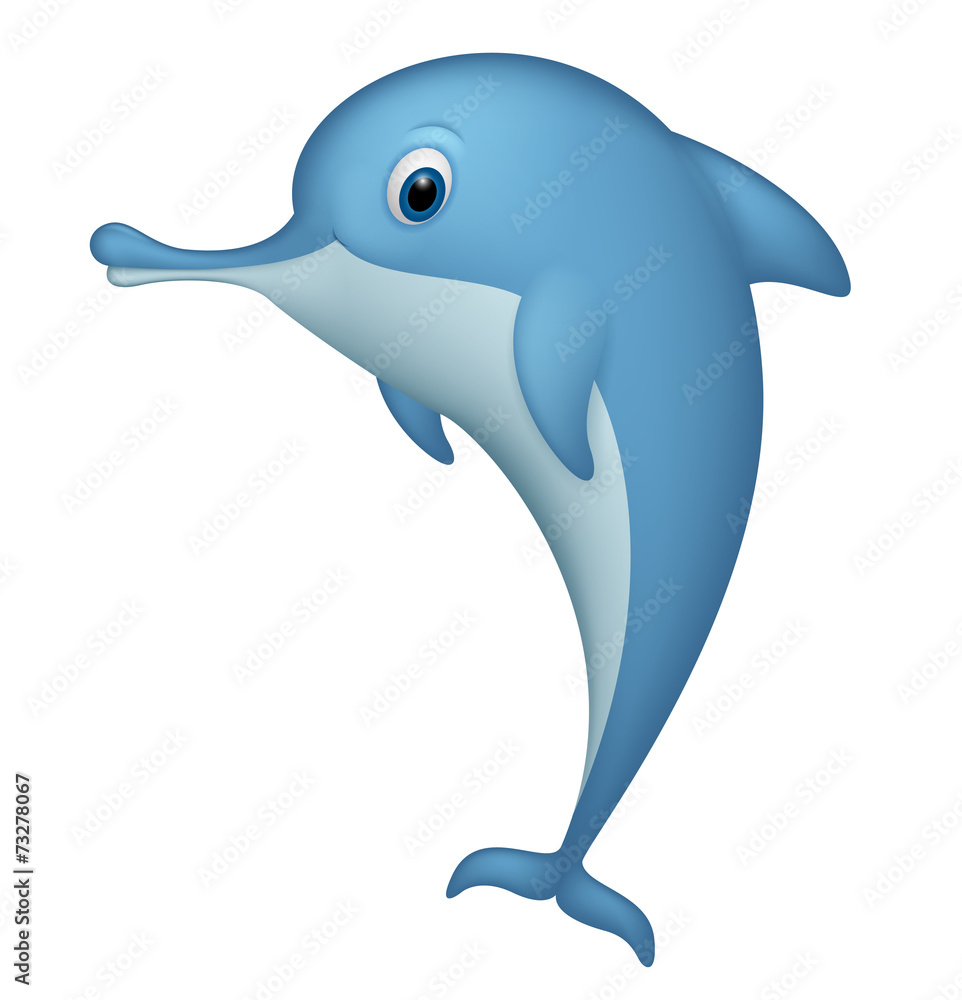 Naklejka premium Happy dolphin standing on white background