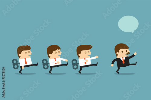 Businessmen with wind-up key