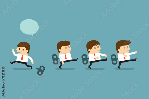 Businessmen with wind-up key