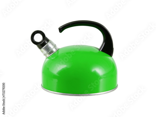Green kettle isolated