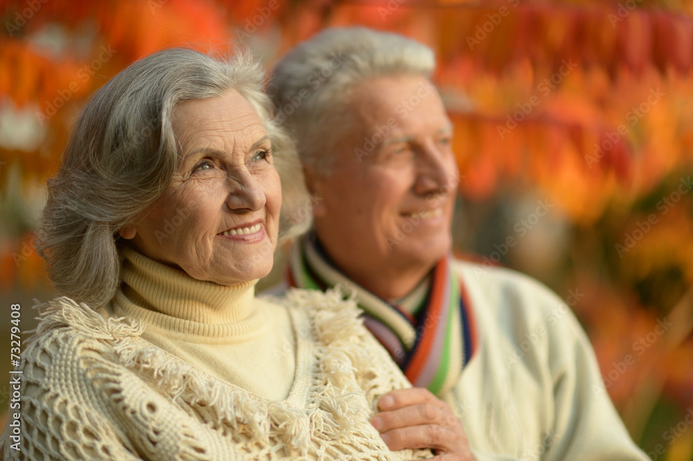 Mature couple in the autumn park Mature couple in the autumn park