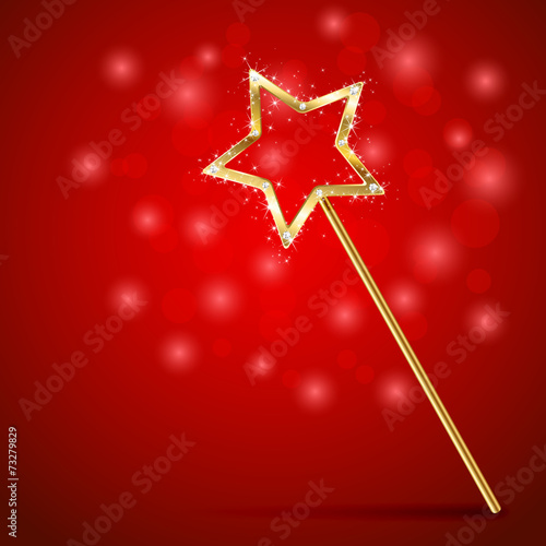 Magic wand on red background