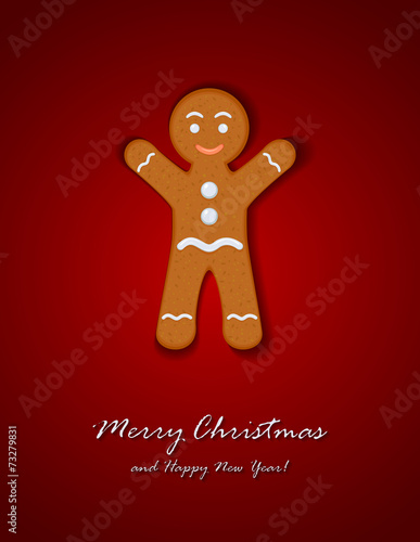 Gingerbread man on red background