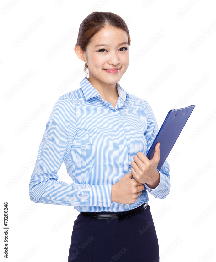 Businesswoman with clipboard