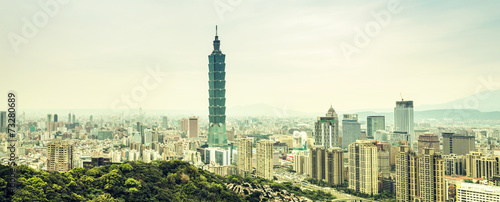 panoramic cityscape and landmark of taiwan