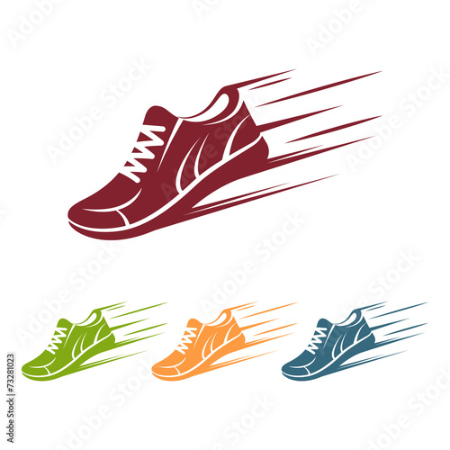 Speeding running shoe icons
