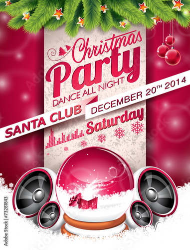 Vector Christmas Party design with holiday typographiy elements photo