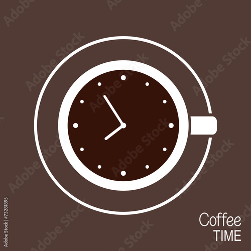 Cup of coffee with clock on its surface. Coffee time concept