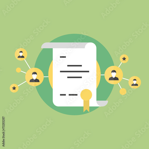 Digital certificate flat icon illustration