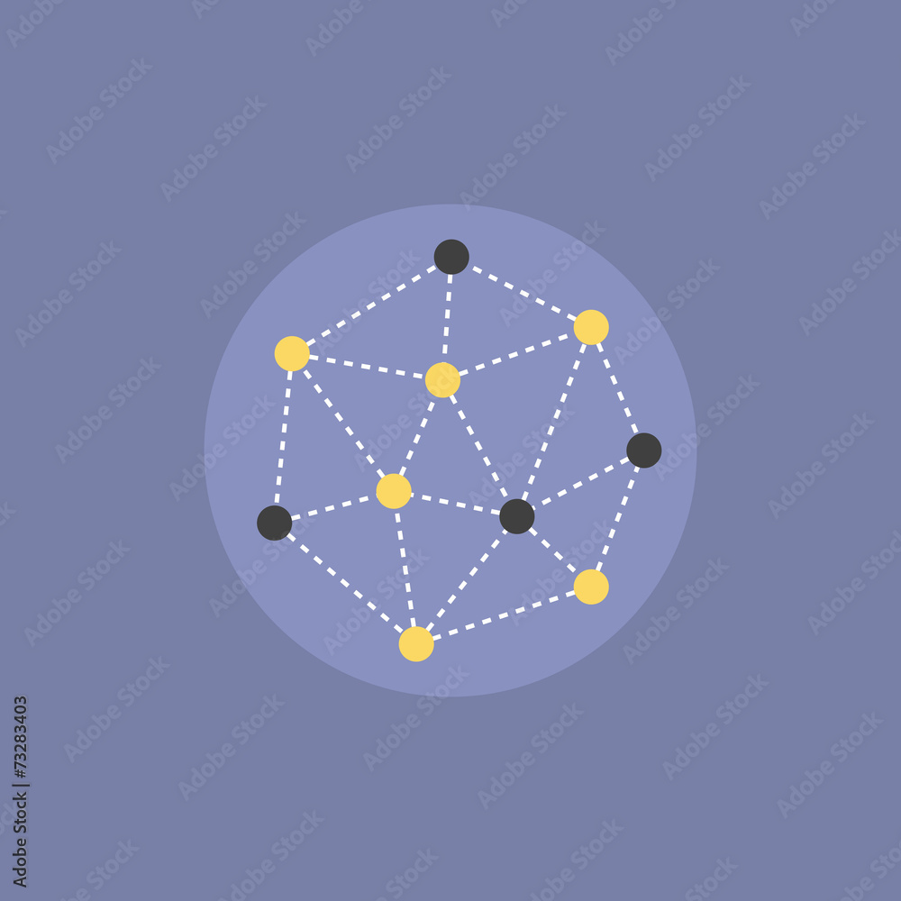 Obraz premium Abstract network connection flat icon illustration