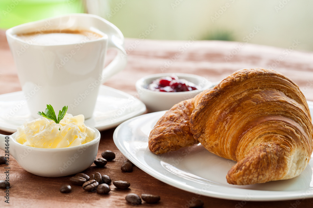 Croissant with coffee. Croissant with coffee.