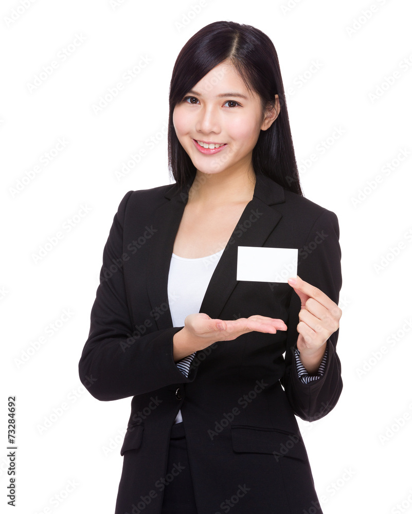 Businesswoman show with namecard Businesswoman show with namecard
