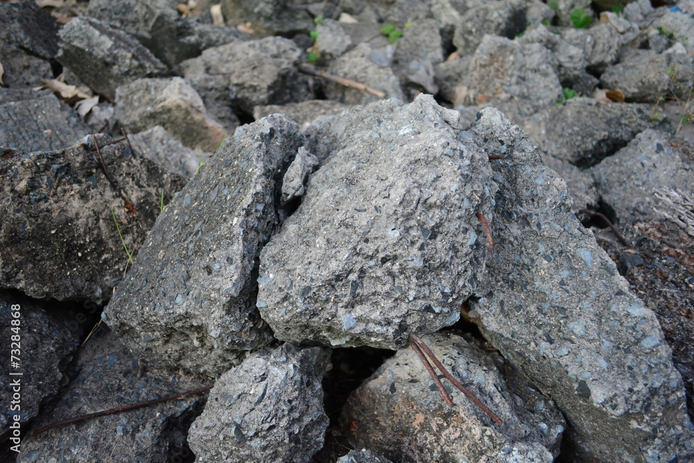 Pile of debris of a destroyed stone
