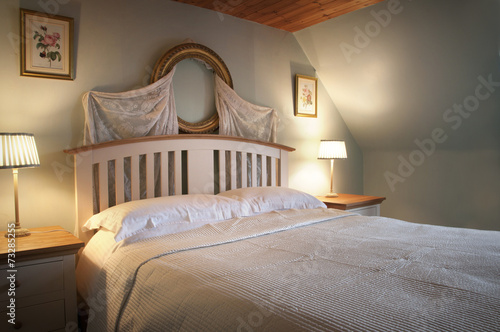 Interior of a country cottage bedroom