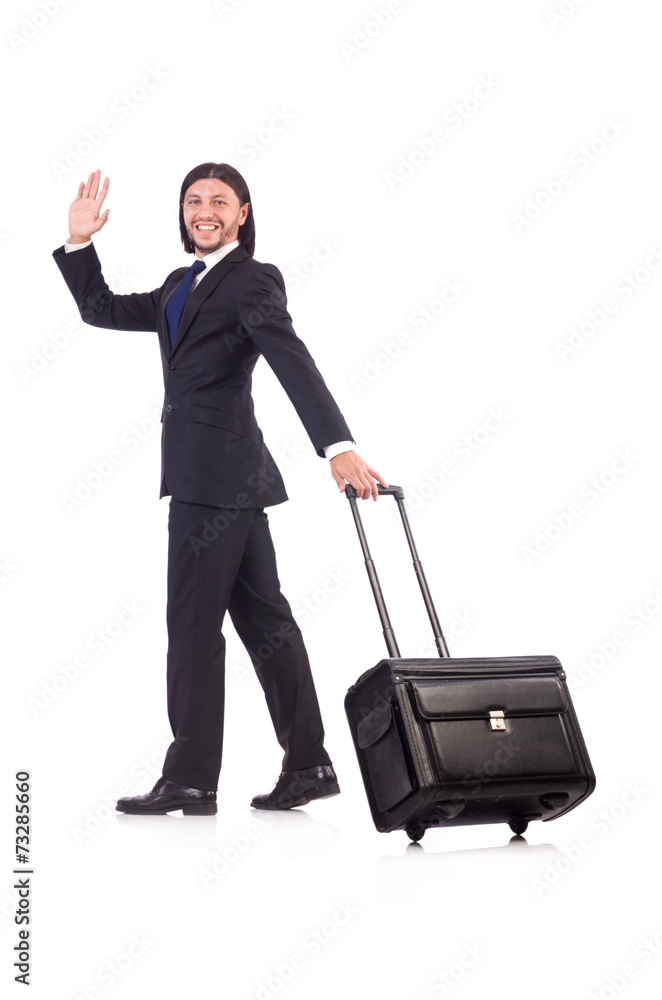 Businessman on business trip with luggage Businessman on business trip with luggage