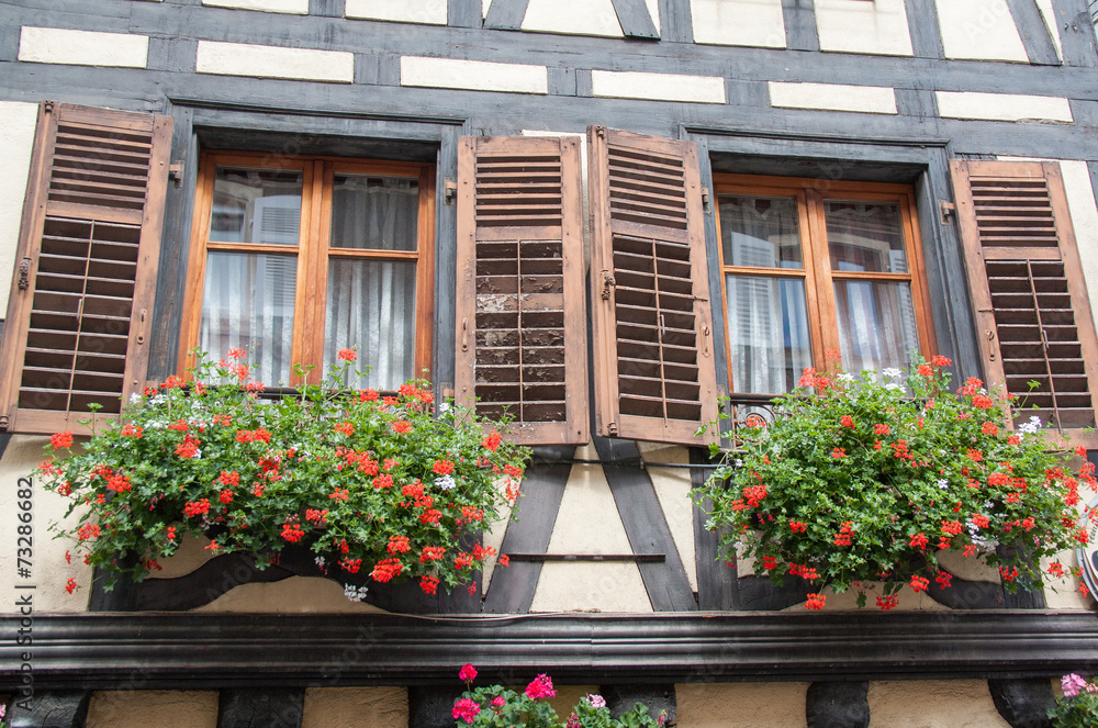 Maisons typiques à colombages à Ribeauvillé, Alsace, Haut Rhin