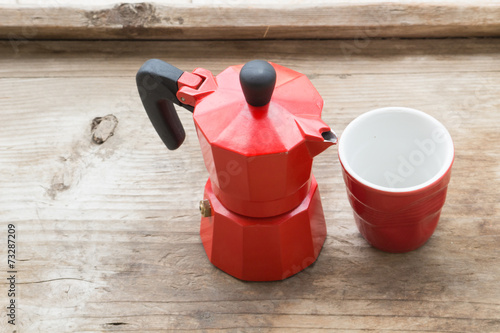 coffee machine, red pot