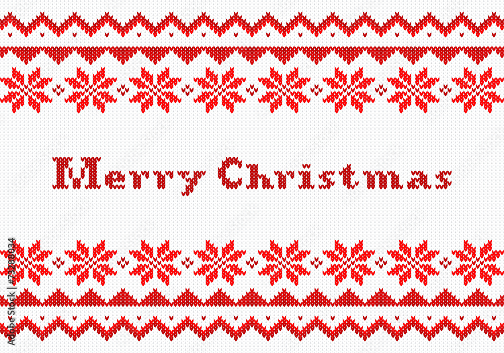 red and white Christmas knit greeting card