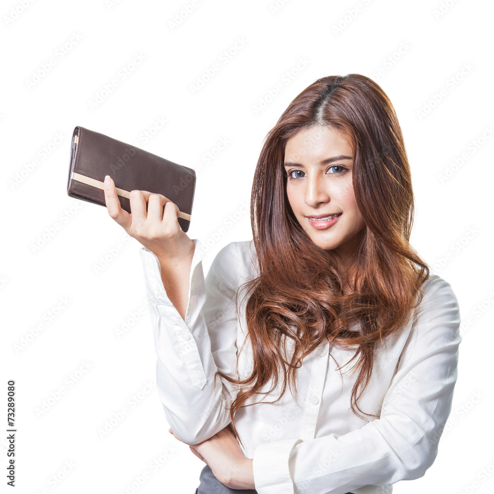 brunette yound woman purse wallet brunette yound woman purse wallet