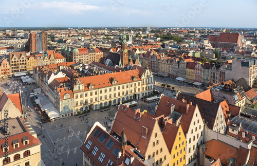 Old Town in Wroclaw, View from tower of St.Elizabeth church