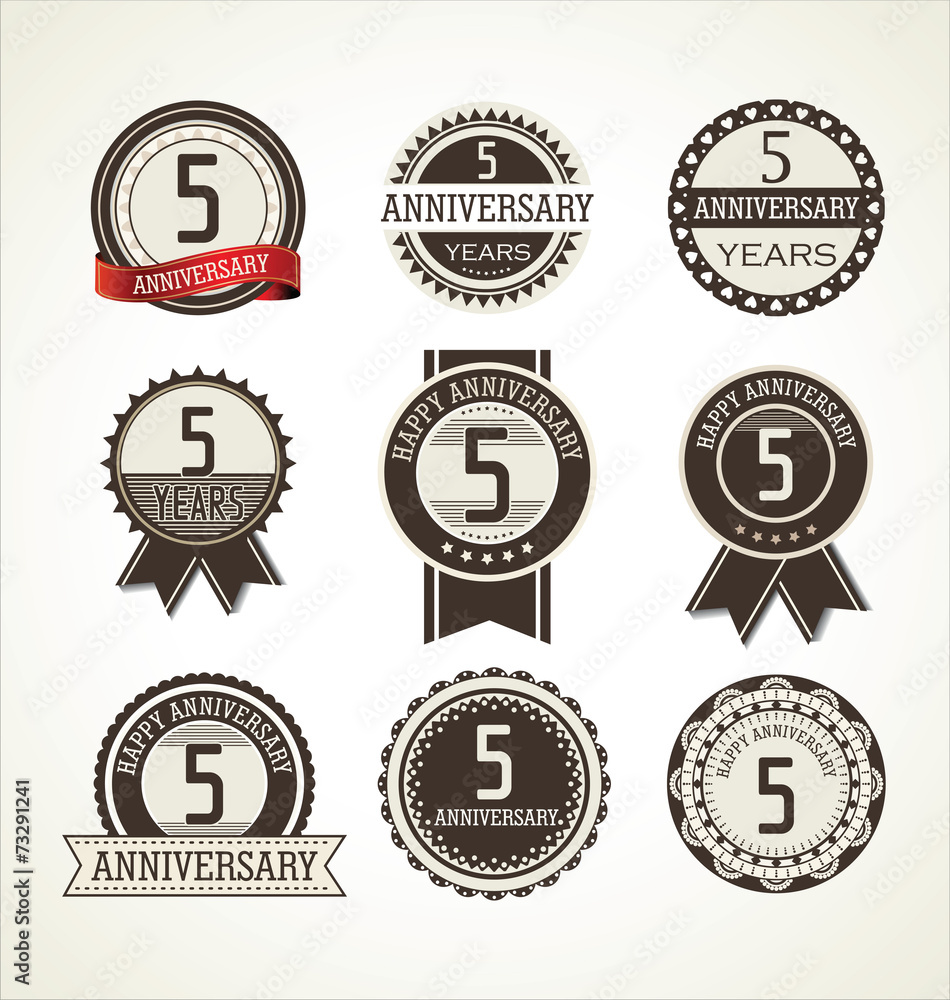 Anniversary label collection, 5 years Anniversary label collection, 5 years