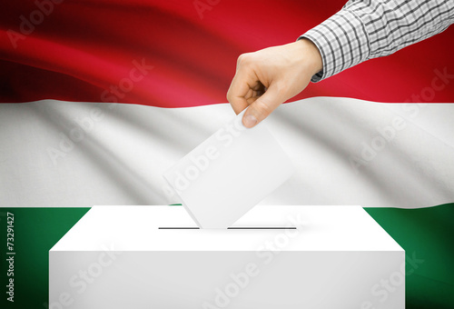Ballot box with national flag on background - Hungary