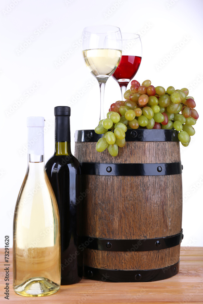 Wine in goblets and grapes