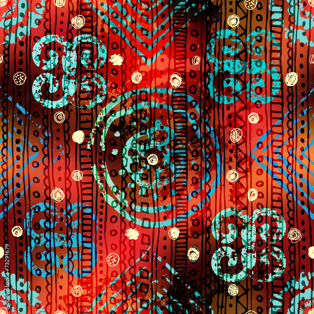 Grunge ethnic pattern on blur background. Grunge ethnic pattern on blur background.
