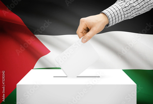 Ballot box with national flag on background - Palestine