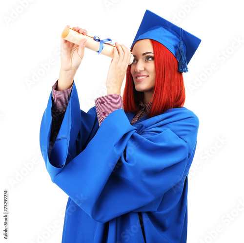 Woman graduate student wear...