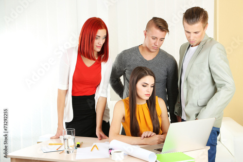 Group of people having meet...