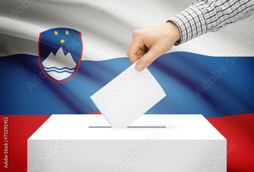 Ballot box with national flag on background - Slovenia