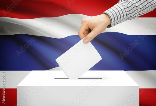 Ballot box with national flag on background - Thailand